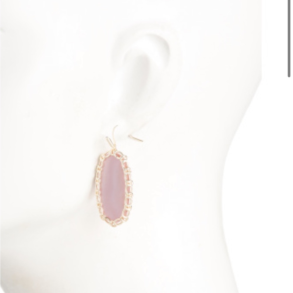 NWT Kendra Scott Macrame Gold Elle Drop Earrings in Pink Mother of Pearl - Picture 3 of 8